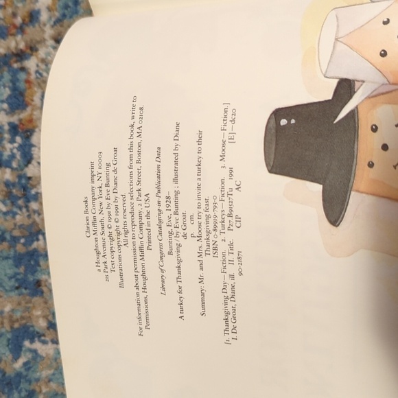 Eve Bunting A Turkey For Thanksgiving Hardback Book w/Cover 1991 - Picture 7 of 8